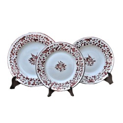 Servizio piatti tavola ceramica maiolica Deruta arabesco rosso