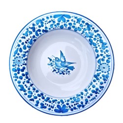 Piatto tavola ceramica maiolica Deruta arabesco turchese monocolore