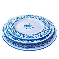 Servizio piatti tavola ceramica maiolica Deruta arabesco turchese