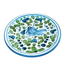 Piatto da parete ceramica maiolica Deruta arabesco verde