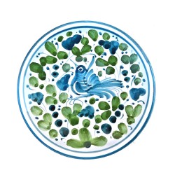 Wall plate majolica ceramic Deruta green arabesque