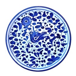 Piatto da parete ceramica maiolica Deruta arabesco blu