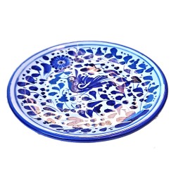 Wall plate majolica ceramic Deruta blue arabesque