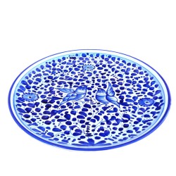 Wall plate majolica ceramic Deruta blue arabesque