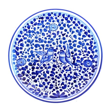 Piatto da parete ceramica maiolica Deruta arabesco blu