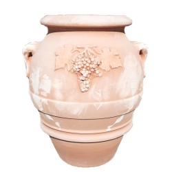 Terracotta jar with bunch of grapes handmade
