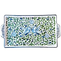 Vassoio rettangolare ceramica maiolica Deruta arabesco verde