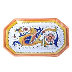 Vassoio ottagonale ceramica maiolica Deruta raffaellesco