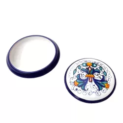 Portagioie basso ceramica maiolica Deruta ricco Deruta blu