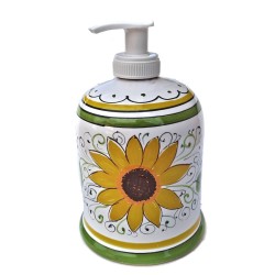 Portasapone liquido ceramica maiolica Deruta girasole