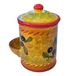 Porta sale ceramica maiolica Deruta olive