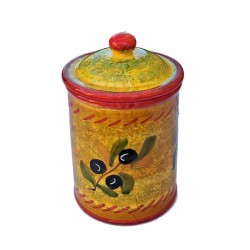 Porta sale ceramica maiolica Deruta olive