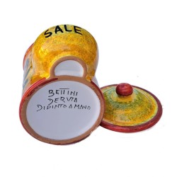 Porta sale ceramica maiolica Deruta olive