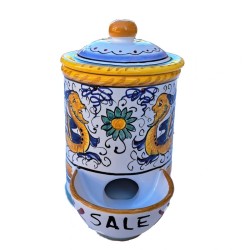 Salt holder majolica ceramic Deruta raphaelesque