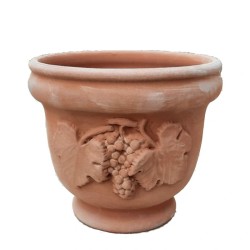 Fioriera Deruta terracotta grappolo uva e foglie lavorata a mano