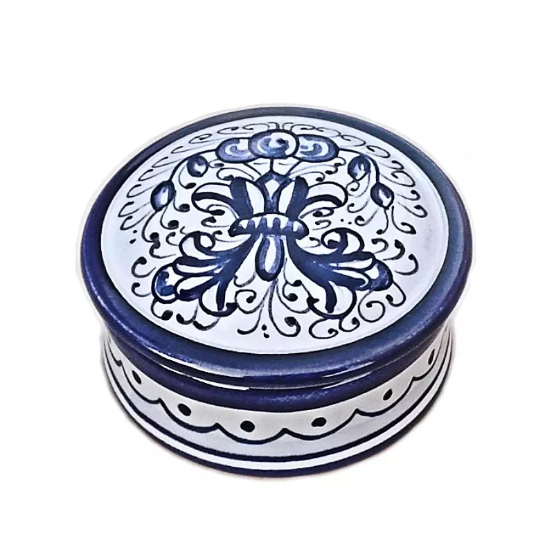 Jewelery box majolica ceramic Deruta rich Deruta blue single color Jewelery box majolica ceramic Deruta rich Deruta blue single color
