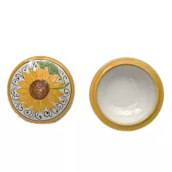 Portagioie basso ceramica maiolica Deruta girasole