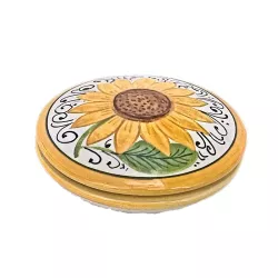 Portagioie basso ceramica maiolica Deruta girasole