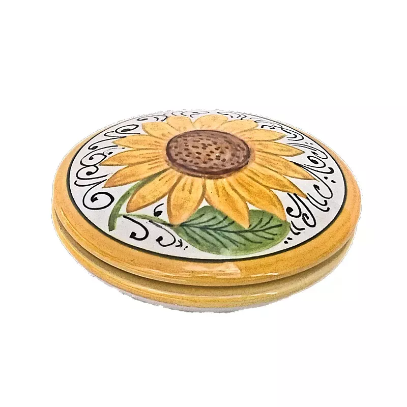 Portagioie basso ceramica maiolica Deruta girasole Portagioie basso ceramica maiolica Deruta girasole