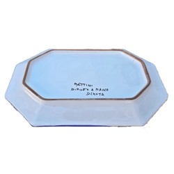 Vassoio ottagonale ceramica maiolica Deruta ricco Deruta rosso monocolore