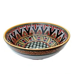 Salad bowl majolica ceramic Deruta geometric cubes