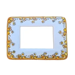 Placca coprinterruttori ceramica maiolica Deruta cornice