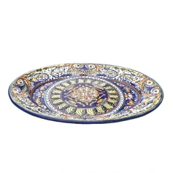 Vassoio ovale ceramica maiolica Deruta vario fascia gialla
