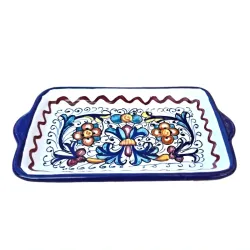 Vassoio rettangolare 18x10 ceramica maiolica Deruta ricco Deruta blu