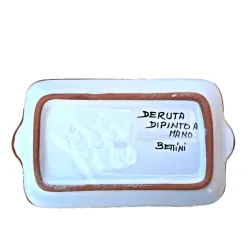 Rectangular tray 18x10 majolica ceramic Deruta rich Deruta blue