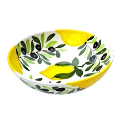 Ciotola ceramica maiolica Deruta limoni olive