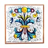 Mattonella ceramica maiolica Deruta dipinta a mano decoro ricco Deruta giallo quadrata