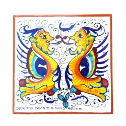 Deruta majolica ceramic tile hand painted Raphaelesque decoration square