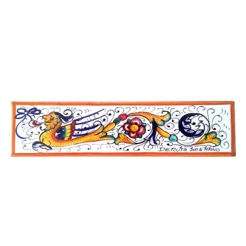 Rectangular tile majolica ceramic Deruta Raphaelesque