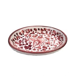 Portasapone ovale ceramica maiolica Deruta arabesco rosso