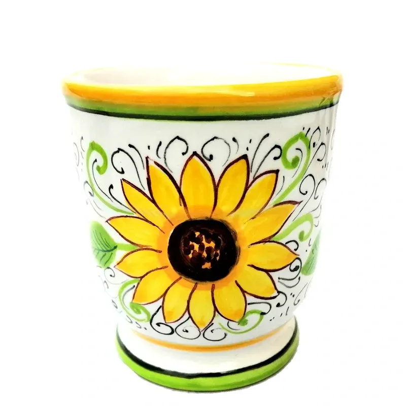 Toothbrush holder majolica ceramic Deruta sunflower Toothbrush holder majolica ceramic Deruta sunflower
