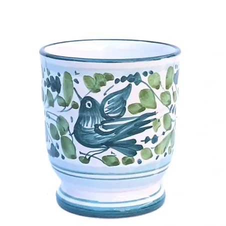 Toothbrush holder majolica ceramic Deruta green arabesque