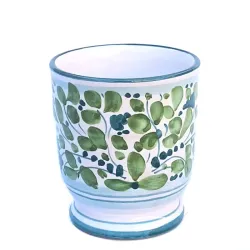 Portaspazzolini ceramica maiolica Deruta arabesco verde