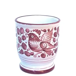 Toothbrush holder majolica ceramic Deruta red arabesque