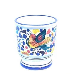 Portaspazzolini ceramica maiolica Deruta arabesco colorato