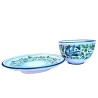 Breakfast cup with saucer majolica ceramic Deruta green arabesque