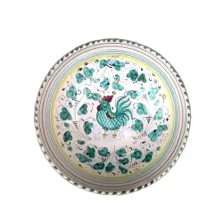 Ciotolina ceramica maiolica Deruta gallo verde Orvietano