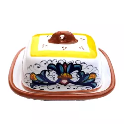 Butter dish 12cm majolica ceramic Deruta rich Deruta yellow