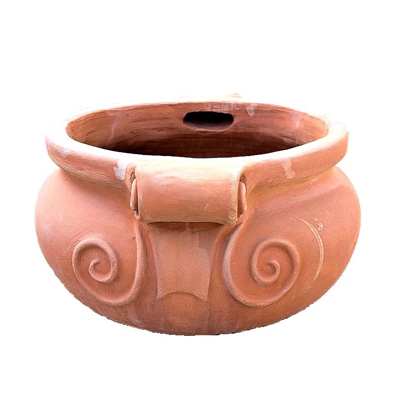Big round terracotta planter with curls handmade Big round terracotta planter with curls handmade