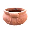 Big round terracotta planter with curls handmade