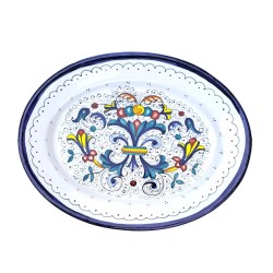 Oval tray majolica ceramic Deruta rich Deruta blue
