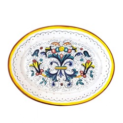 Oval tray majolica ceramic Deruta rich Deruta yellow