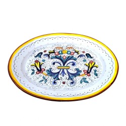 Oval tray majolica ceramic Deruta rich Deruta yellow