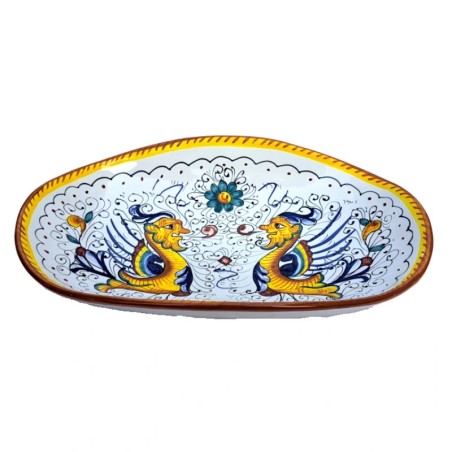 Oval bread bin majolica ceramic Deruta raphaelesque