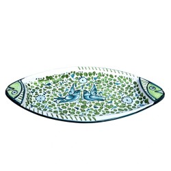 Piatto pesce ovale da portata ceramica maiolica Deruta arabesco verde