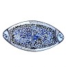 Fish serving oval plate majolica ceramic Deruta blue arabesque